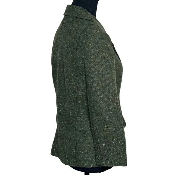Daisy Fuentes‎ size 8 olive green tweed 1 button fitted blazer - Picture 6 of 9